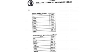 Kahvehane ve çay ocakları içecek tarifesi güncellendi