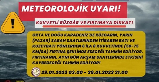 Orta ve Doğu Karadeniz'de kuvvetli rüzgar ve fırtına bekleniyor