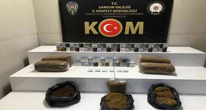 Samsun'da kaçak 5 bin 140 dal makaron ve 28 kilo tütün ele geçirildi