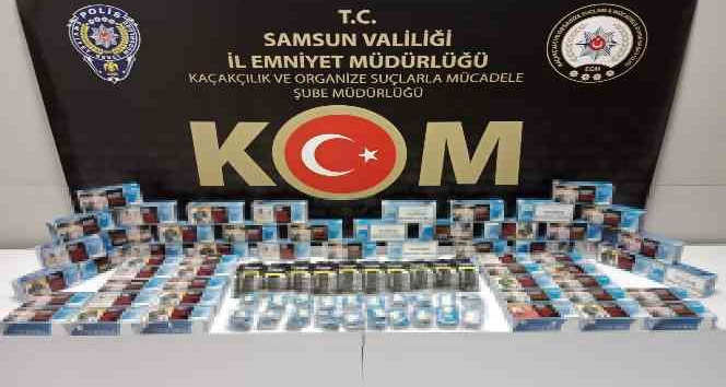 Samsun'da kaçak makaron, TAPDK bandrolü ve boş sigara paketleri ele geçirildi