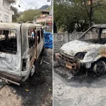 Şehit babasının aracını kundakladılar