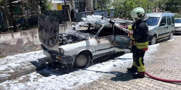 Park halindeki otomobil alevlere teslim oldu