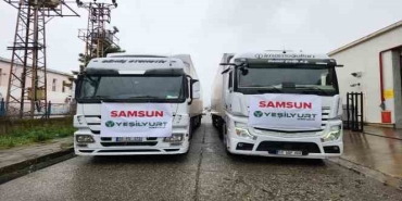 Samsun'dan afet bölgesine 4 tır battaniye ve gıda yardımı