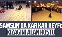 Samsun'da kar keyfi: Kızağını alan koştu