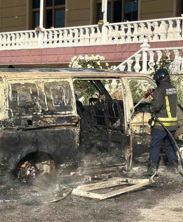 Park halindeki panelvan alevlere teslim oldu