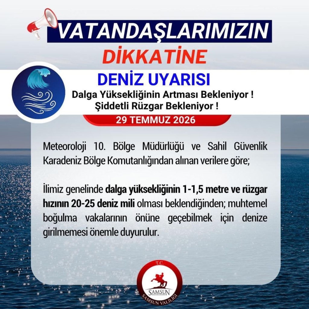 Karadeniz’de yüksek dalga uyarısı: 